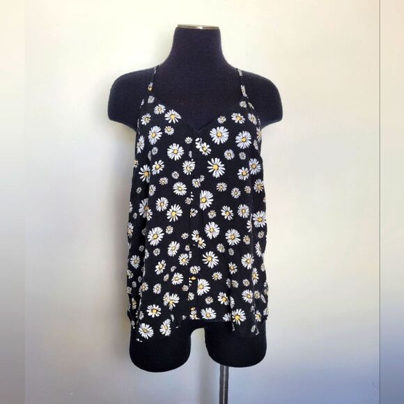 Floral Daisy Racerback Tank Top Camisole Juniors Extra Large Y2K 90s Sunflower - Picture 1 of 7